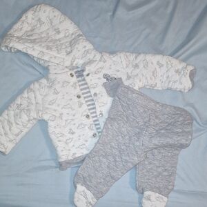Little Me White and Gray Kids Matching Set